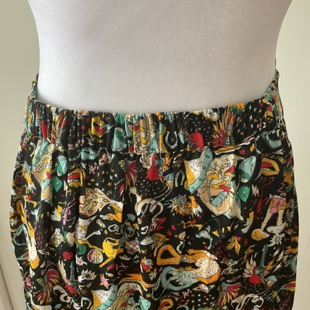 Zadig & Voltaire Skull Print High Low Midi Skirt Lace Hem Boho Gothic Designer - Picture 9 of 15